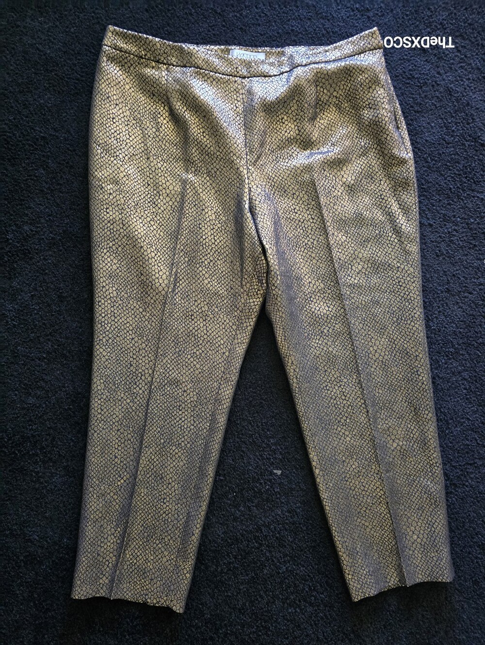 Kasper Gold and Black Metallic Snakeskin Print Skirt